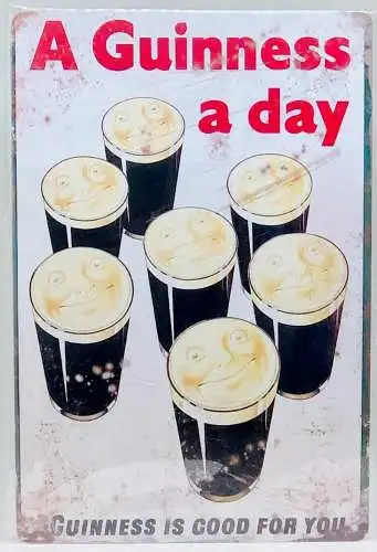 Nostalgie Vintage Retro Schild "A Guinness a day" 30x20 12092