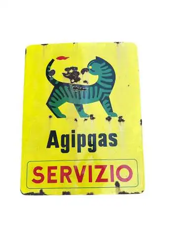 Agipgas Agip Servizio  Emaille Schild Emaile Schild 1950/60 er Jahre 91 x 70 cm