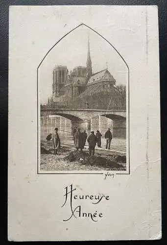 Heureuse année Frohes neues Jahr Notre Dame Kirche Paris Frankreich 400593 TH D