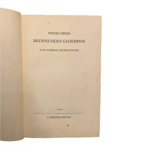 1828 Stefan Zweig BRENNENDES GEHEIMNIS UND ANDERE ERZÄHLUNGEN HC