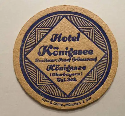 Bierdeckel Hotel Königssee Oberbayern Besitzer Grösswang