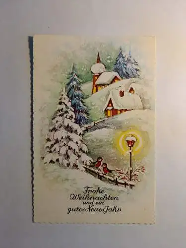 Weihnachtskarte Schneelandschaft mit 2 Vogerl  85167 GR