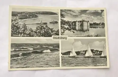 AK, Glücksburg, Ostsee, Schiffe, Schloss, Stadt (110267 BW)