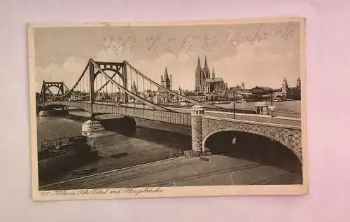 AK, Köln, Hängebrücke, Rhein (40066 BW)