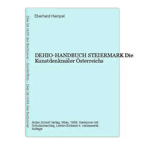 8850 Eberhard Hempel DEHIO-HANDBUCH STEIERMARK Die Kunstdenkmäler Österreichs