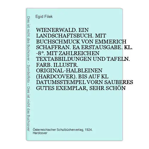 488 Egid Filek WIENERWALD. EIN LANDSCHAFTSBUCH. SEHR GUTER ZUSTAND!