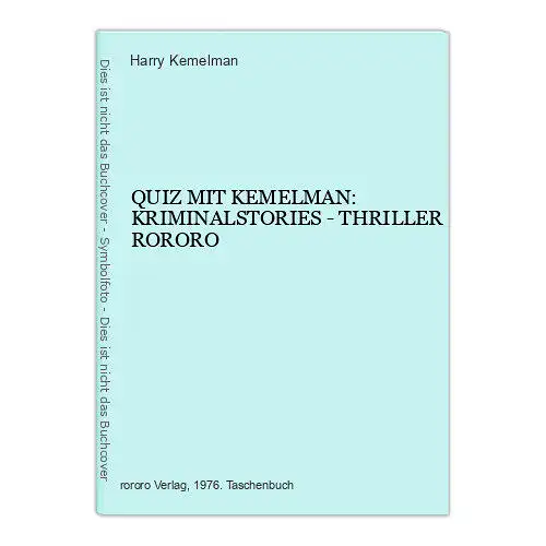 7027 Harry Kemelman QUIZ MIT KEMELMAN: KRIMINALSTORIES - THRILLER RORORO