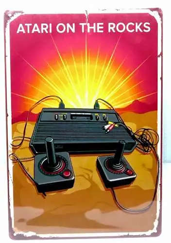 Nostalgie Vintage Retro Blechschild "ATARI ON THE ROCKS" 30x20 12066