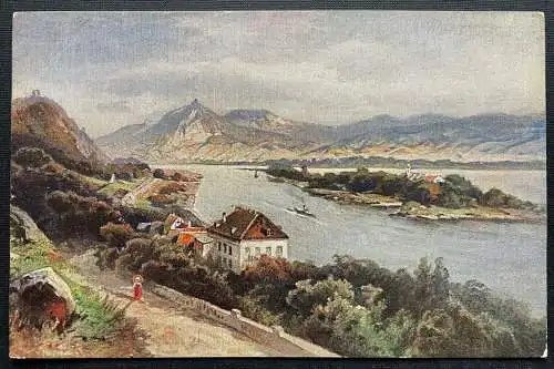 Rolandseck Ausblick Rhein Gebirge Schiff Rheinland-Pfalz Deutschland 410131 TH C