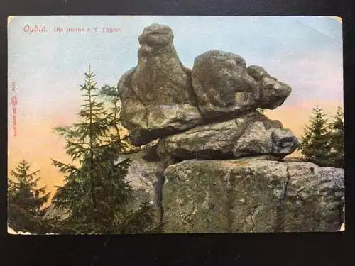 Oybin - Die Henne a. d. Töpfer - Felsen Berg - Zitterauer Gebirge 961 TH