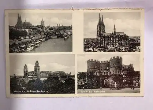 Ak, Rhein, Köln, Hahnentor, Dom, Hohenzollernbrücke (40024 BW)