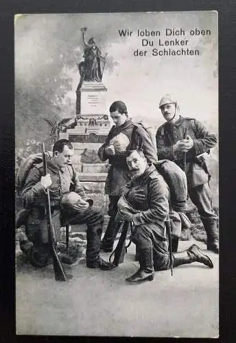 Vier Soldaten Vor E. Denkmal Wir Loben Dich Du Lenker D.Schlachten 410016 H Gr