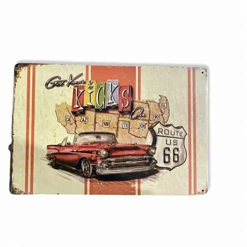 Nostalgie Vintag Route 66 Blech Schild 30x20 16800