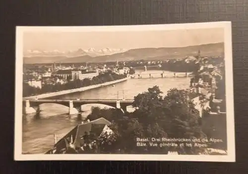 Ansichtskarte Schweiz Basel Drei Rheinbrücken Und Die Alpen Bale Ga B