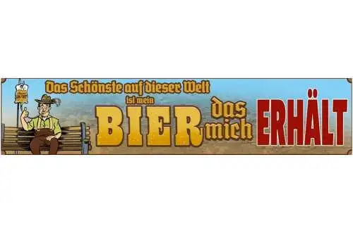 Schild Bier Schönstes der Welt Alkohol Trinken Tracht 46 x 10 Blech od. Holz