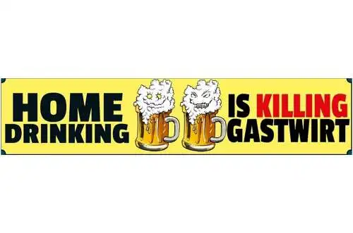 Schild Home Drinking Bier Gast Wirt Alkohol Glas Bar Lokal 46 x 10 Blech od.Holz