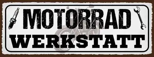 Schild Motorrad Werkstatt Bike Biker Mechaniker Bastler 27x10 Blech od.Holz