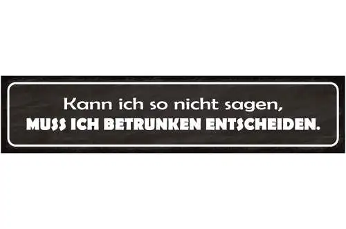 Schild Kann Ich Nicht So Sagen Betrunken Entscheiden Alk 46 x 10 Blech od. Holz