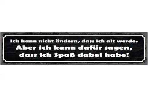 Schild Nichts Ändern Alt Werden Dafür Sorgen Spaß Zu Haben 46 x 10 Blech od.Holz