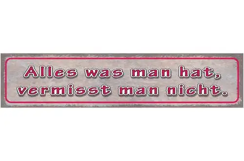 Schild Alles Was Man Hat Vermisst Man Nicht Besitzen 46 x 10 Blech od. Holz