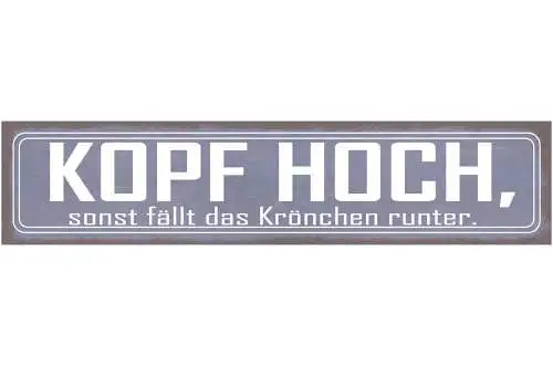 Schild Kopf Hoch Sonst Fällt Das Krönchen Runter Krone 46 x 10 Blech od. Holz