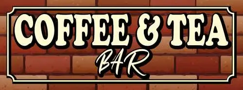 Schild Coffee & Tea Bar Café Cafeteria Kaffee Tee Trinken 27x10 Blech od.Holz