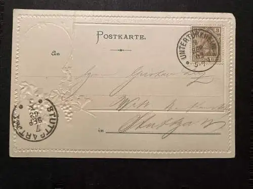 Gruss aus Untertürkheim Stuttgart Gasthof zur Krone Prägekarte 80212