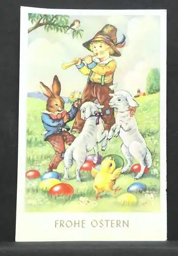 Frohe Ostern Junge Hase Lamm Küken Eier Vogel JW ohneZahl F