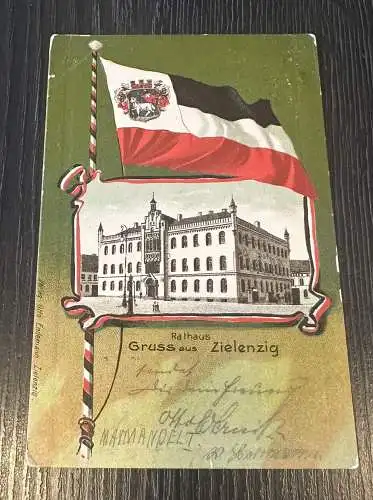 Gruss aus Zielenzig Rathaus Flagge Sulęcin Lebus Polen 75351
