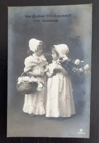 Glückwunschkarte Zum Namenstag 2 Mädchen Mit Rosen 5551 H