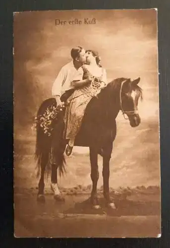 Künstlerkarte Der Erste Kuss Pferd 600607A Gr