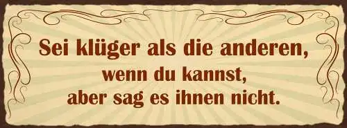 Schild Sei Klüger Als Die Anderen Wenn Du Kannst Aber Sag Es Ihnen Nicht 27x10