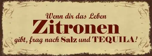 Schild Wenn Dir Das Leben Zitronen Gibt Frag Nach Salz & Tequila Alkohol 27x10