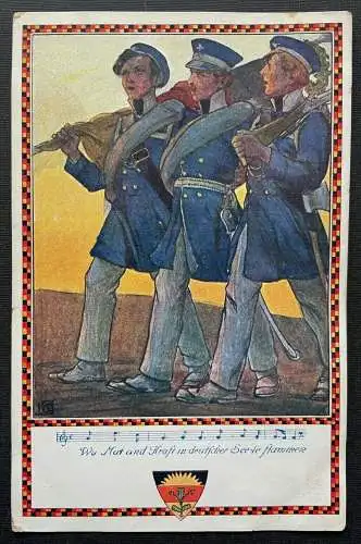 Deutscher Schulverein Mut & Kraft Lied Noten Soldaten Uniform Gewehr 400257 TH