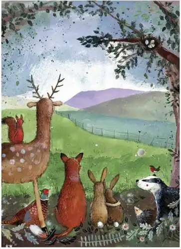 Alex Clark Karte Tiere am Waldrand Forest Friends 140x140 mm incl. Umschlag 0043