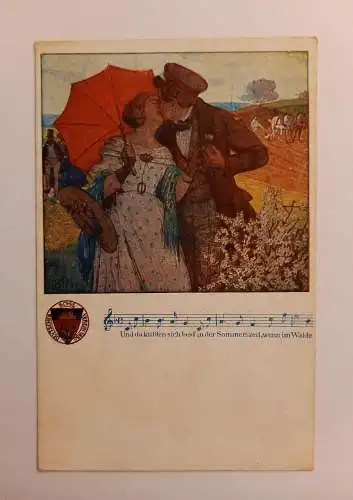 Deutscher Schulverein - Küssendes Paar / Künstlerkarte 500029A gr D