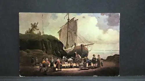 Dessins Künstlerkarte Serie 557 Schiff Hafen Ladung löschen 400534 jw J
