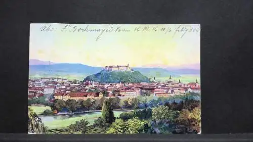 Ljubljana Laibach Slowenien Panorama Gemälde 600119A jw J