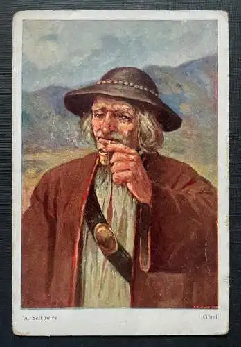 Góral Bergsteiger A.Sekowicz Mann Hut Bart Mantel Bild Künstlerkarte 401085 TH A