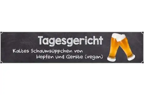 Schild tagesgericht bier alkohol menü suppe hopfen gerste 46 x 10 blech od. holz