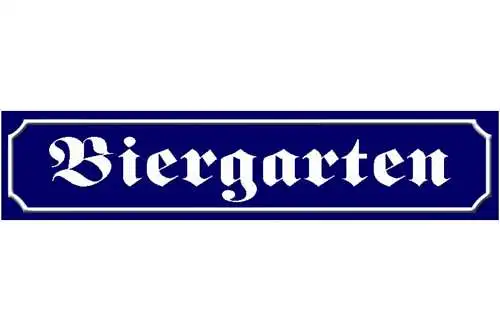 Schild bier garten alkohol wirt lokal ort straße platz 46 x 10 blech od. holz