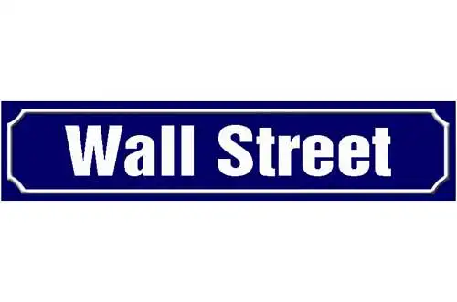 Schild Wall Street New York Börse Aktien Ort Platz Straße 46 x 10 Blech od. Holz