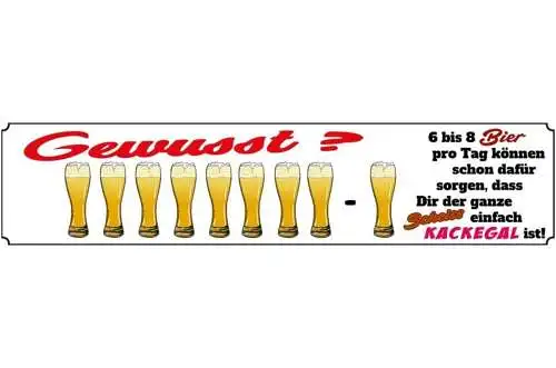 Schild bier alkohol kack egal glas wurscht bar lokal wirt 46 x 10 blech od. holz