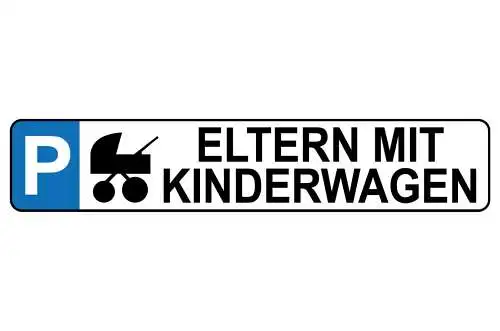Schild eltern kinderwagen parkplatz parken familie mutter 46 x 10 blech od. holz