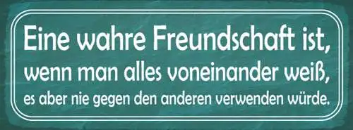 Schild Eine Wahre Freundschaft Ist Wenn Man Alles Voneinander Weiß Nie Verwenden