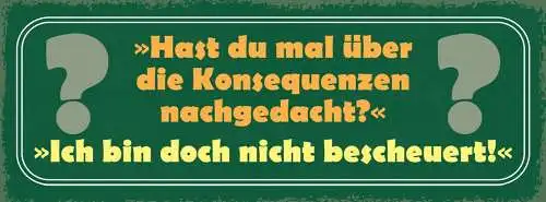 Schild hast du mal über die konsequenzen nachgedacht doch nicht bescheuert 27x10