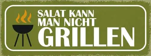 Schild salat kann man nicht grillen vegetarier griller grill 27x10 blech od.holz