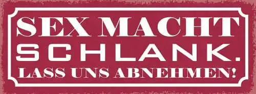 Schild Sex Macht Schlank Lass Uns Abnehmen Bett Sport Liebe 27x10 Blech od.Holz