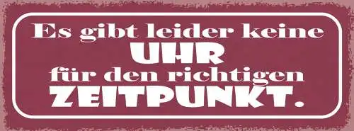 Schild Es Gibt Leider Keine Uhr Für Den Richtigen Zeitpunkt 27x10 Blech od.Holz