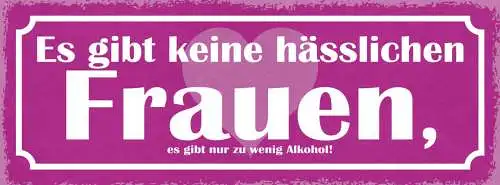 Schild Es Gibt Keine Hässlichen Frauen Nur Zu Wenig Alkohol 27x10 Blech od.Holz